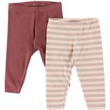 Pink - Stribede Børnetøj Minymo Leggings 2-pack - Violet Ice (5758-530)