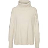 Polokrave - Polyester Overdele Vero Moda Doffy Cowl Neck Sweater - Birch/Detail Melange