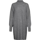Vero Moda Lefile Long Sleeve High Neck Dress - Medium Grey Melange