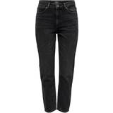 Only Emily Life Hw Ank Straight Fit Jeans - Black/Black Denim