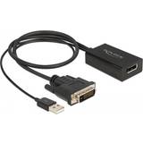 DeLock DVI Kabler DeLock USB A-DisplayPort /DVI M-F 0.5m