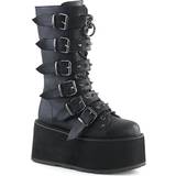 2,5 - Imiteret læder Snørestøvler Demonia Damned-225 - Black Vegan Leather