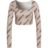 18 - Firkantet - Polyester Overdele adidas Women's Originals Long Sleeve Crop Top - Halo Blush