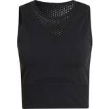Dame - Nylon T-shirts adidas Run Fast Aeroknit Crop Top Women - Black