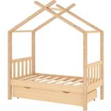 VidaXL Brun Senge vidaXL Kids Bed Frame with a Drawer Solid Pine Wood 70x140cm
