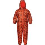 Regndragter Regatta Kid's Printed Splat II Waterproof Puddle Suit - Blaze Orange Tiger