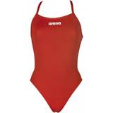 Dame Badetøj Arena Women's Solid Lightec High Swimsuit - Red/White