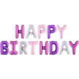 Lilla Balloner PartyDeco Text & Theme Balloons Happy Birthday Rosa-Lila