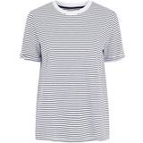 Dame - Stribede T-shirts & Toppe Pieces Ria Fold Up T-shirt - Bright White/Stripes Maritime Blue