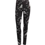 26 - Dame - Jersey Bukser & Shorts adidas Women Sportswear Essentials Logo Allover Print Leggings - Black/White