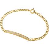 Blank Armbånd Michael Kors Precious Pavé Plaque Curb Link Bracelet - Gold/Transparent