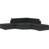Haveloungesæt 6 dele med hynder polyrattan sort vidaXL 46752 Loungesæt, borde inkl. 3 sofaer