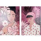 Pink Billeder Dkd Home Decor Maleri African (80 x 3 x 120 cm) Billede