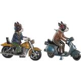 Motorcykel brugskunst Dkd Home Decor Dekorativ figur Harpiks Hund (2 pcs) (27 x 10 x 24 cm) Dekorationsfigur