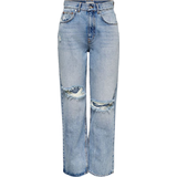 Dame - L31 - W33 Jeans Only Robyn Life Hw Ankle Straight Fit Jeans - Blue/Medium Blue Denim