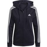 16 - 48 - Dame Sweatere adidas Women Essentials French Terry 3-Stripes Full-Zip Hoodie - Legend Ink/White