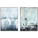 Blå Billeder Dkd Home Decor Maleri Abstrakt (2 pcs) (60 x 3 x 80 cm) Billede