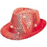 Dans Hovedbeklædninger Folat Trilby with LED and Glitter Red