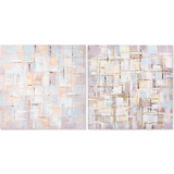 Dkd Home Decor Maleri Squares Lærred Abstrakt (2 pcs) (100 x 3 x 100 cm) Billede