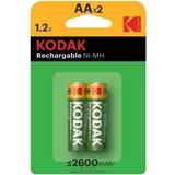 Kodak NiMH Batterier & Opladere Kodak AA Rechargeable 2600mAh Ni-MH 2-pack