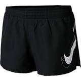 Dame - Mesh Shorts Nike Dri-FIT Swoosh Run Shorts Women - Black/Black/White