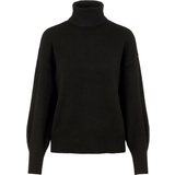 Pieces Ballonærmer - Dame Sweatere Pieces Cava Knitted Pullover - Black