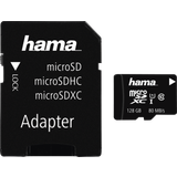 Hama USB Type-A Hukommelseskort & USB Stik Hama MicroSDXC Class 10 UHS-I U1 V10 80MB/s 128GB + Adapter