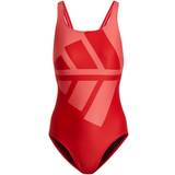 adidas Women's Logo Graphic Swimsuit - Vivid Red/Semi Turbo