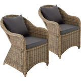 tectake 2 Poly- rattan luxury garden chair + cushion and back cushions Havelænestol