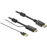DisplayPort - Sort Kabler DeLock DisplayPort-HDMI/USB 1m