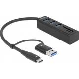Usb hub in desk DeLock USB 3.2 Gen 1 In-Desk Card Reader for microSD/SD with USB hub (63859)