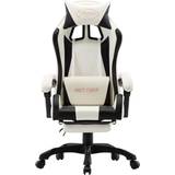 Fodstøtte Gamer stole vidaXL Imitation Leather with Footrest Gaming Chair - Black/White