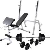 Justerbare vægtstangsstativ Træningsbænke sæt vidaXL Workout Bench with Weight Rack, Barbell and Dumbbell Set 60.5kg