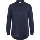 Vila Long Sleeve Satin Shirt - Navy Blazer