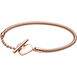 Pandora Moments Heart T-Bar Snake Chain Bracelet - Rose Gold