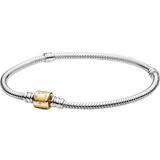 Pandora Guld Armbånd Pandora Moments Two-Tone Barrel Clasp Snake Chain Bracelet - Silver/Gold