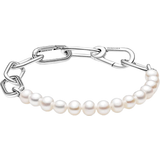 Pandora Hvid Armbånd Pandora ME Freshwater Cultured Bracelet - Silver/Pearls