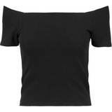 Dame - Off-Shoulder T-shirts & Toppe Urban Classics Ladies Off Shoulder Rib Tee - Black