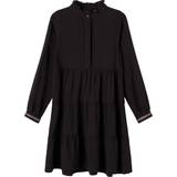 Skjortekjoler Børnetøj Name It Long Sleeved Dress - Black/Detail Solid (13195118)
