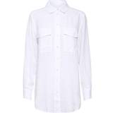 Dame - Skjortekrave Bluser Part Two Nava Linen Shirt - Bright White