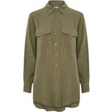 32 - Dame - Skjortekrave Bluser Part Two Nava Linen Shirt - Deep Lichen Green