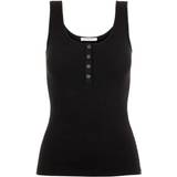 Pieces Kitte Ribbed Cotton Top - Black