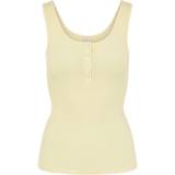 Pieces Bomuld - Gul Overdele Pieces Kitte Ribbed Cotton Top - Pale Banana