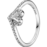 Pandora Ringe Pandora Sparkling Wishbone Heart Ring - Silver/Transparent
