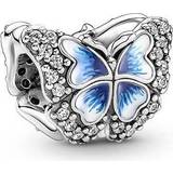 Hvid Charms & Vedhæng Pandora Butterfly Sparkling Charm - Silver/White/Blue/Transparent