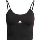 Adidas Dame - Nylon T-shirts adidas Aeroknit Seamless Crop Top - Black/White
