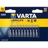 AAA (LR03) - Batterier - Engangsbatterier Batterier & Opladere Varta Alkaline Longlife AAA 10-pack