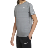 Drenge - Stribede Overdele Nike Kid's Dri-Fit Miler Training T-shirt - Smoke Grey