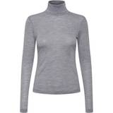 Dame - Grå - Polotrøjer Sweatere Gestuz Sivida Wool Rollneck Noos Sweater - Grey Melange