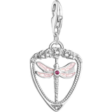 Rød Charms & Vedhæng Thomas Sabo Charm Club Collectable Dragonfly Charm Pendant - Silver/Pink/Red/Transparent